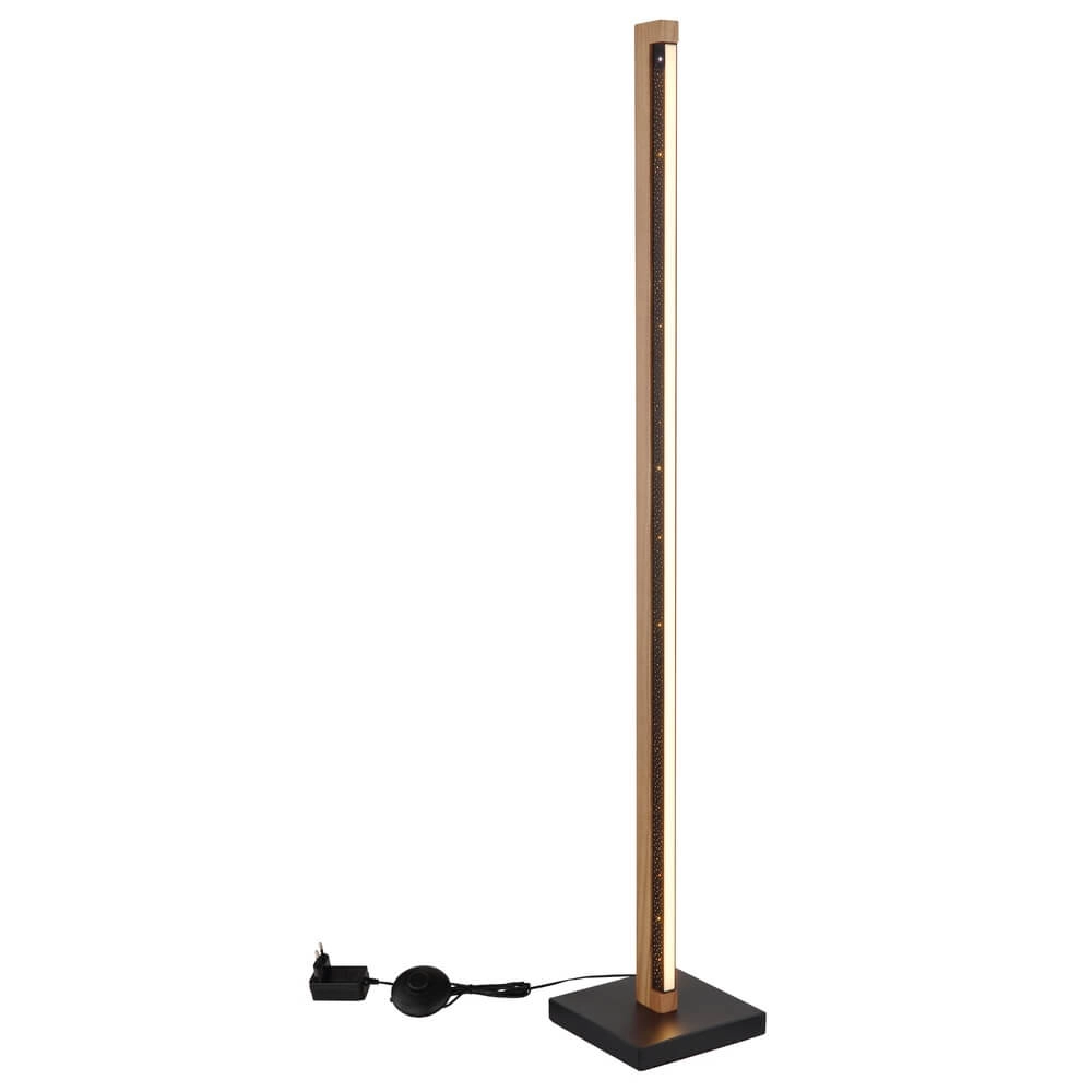 Lampadaire design Starla noir avec bois 113cm Globo 9007371447305