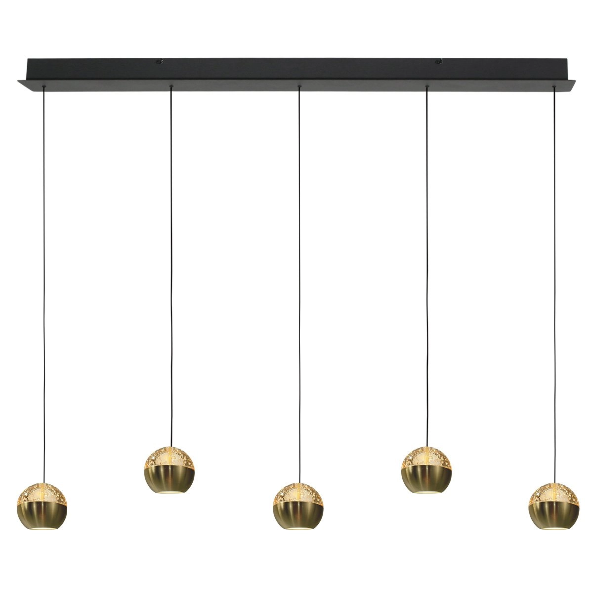 Lampe pendante de table à manger à 5 lumières Belluno LED - laiton or avec verre Steinhauer 8712746183894