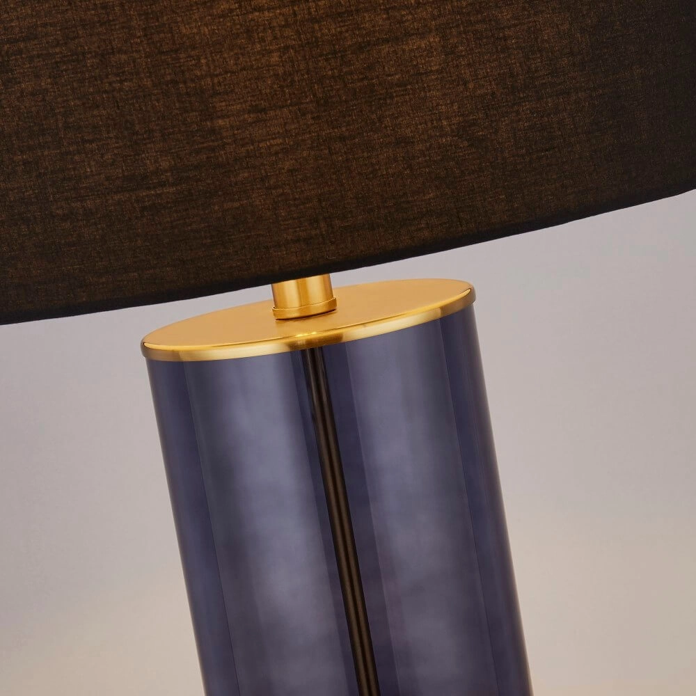 Lampe de table Tablu bleu/or avec nuance noire Searchlight 5053423248608