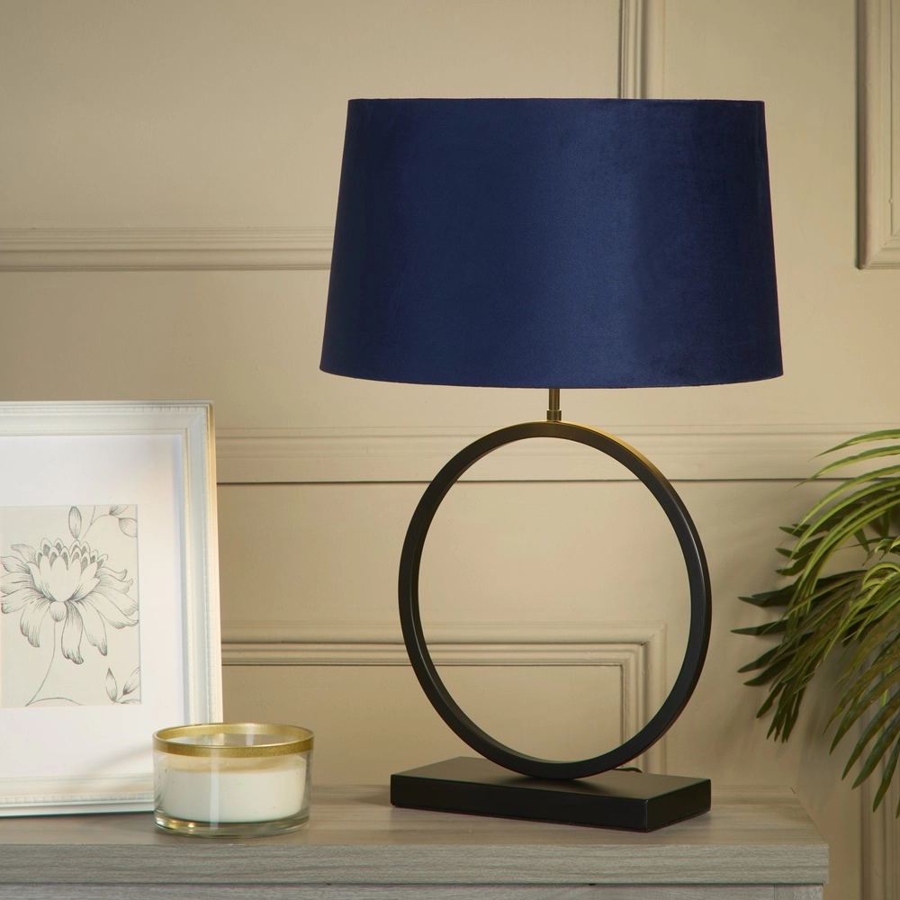Lampe de table Elegant noir avec capuche bleue Searchlight 5053423305448