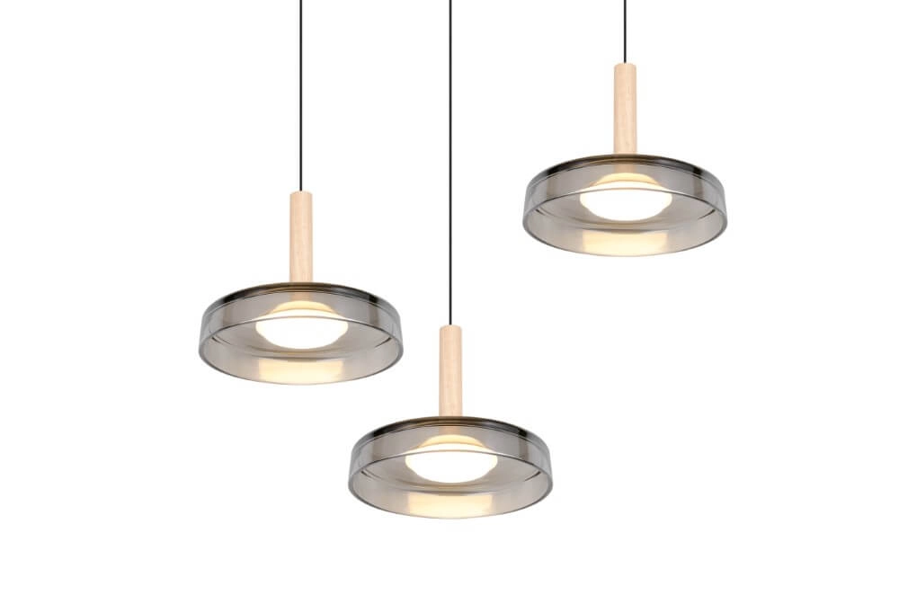 Lampe suspendue LED 3 lumières Celeste verre de fumée Trio 4017807616897