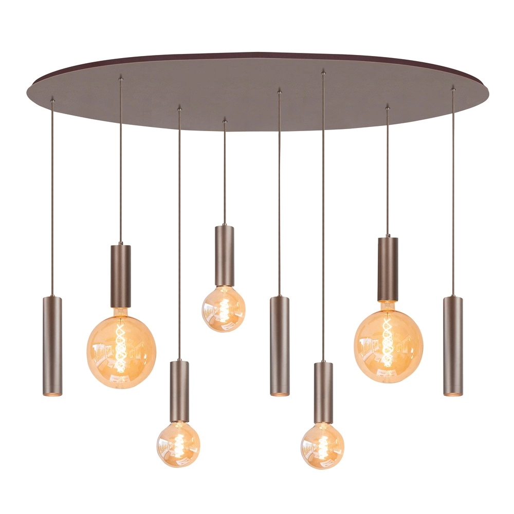 Lampe pendante de conception Locarno Choco Brown 8 lumières