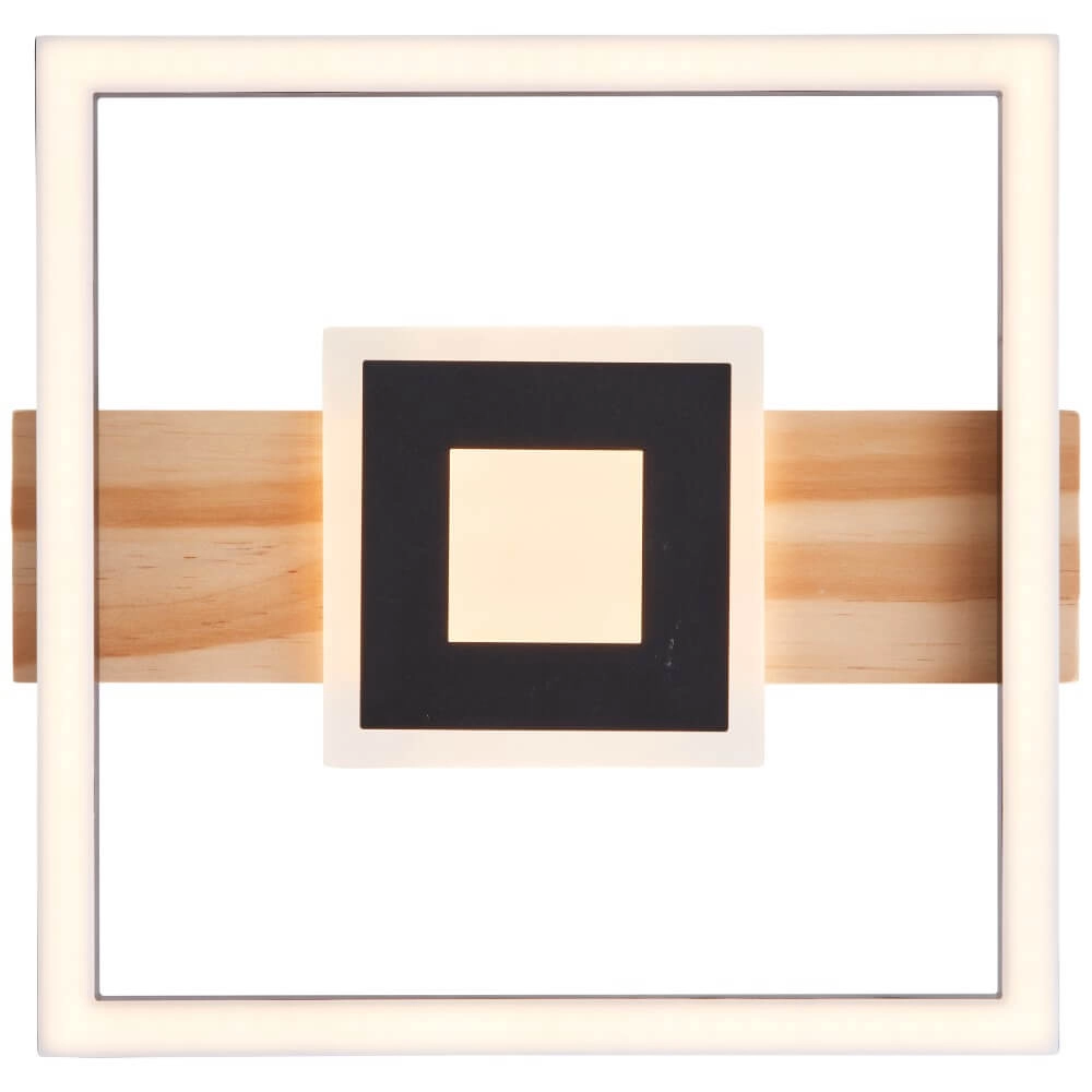 Plafonnier Baldo carré noir avec bois Brilliant 4004353420030