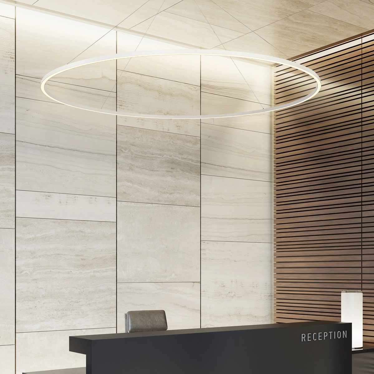 Lampe pendante de conception Compass Ø 200cm de blanc Lyora 5053423308081