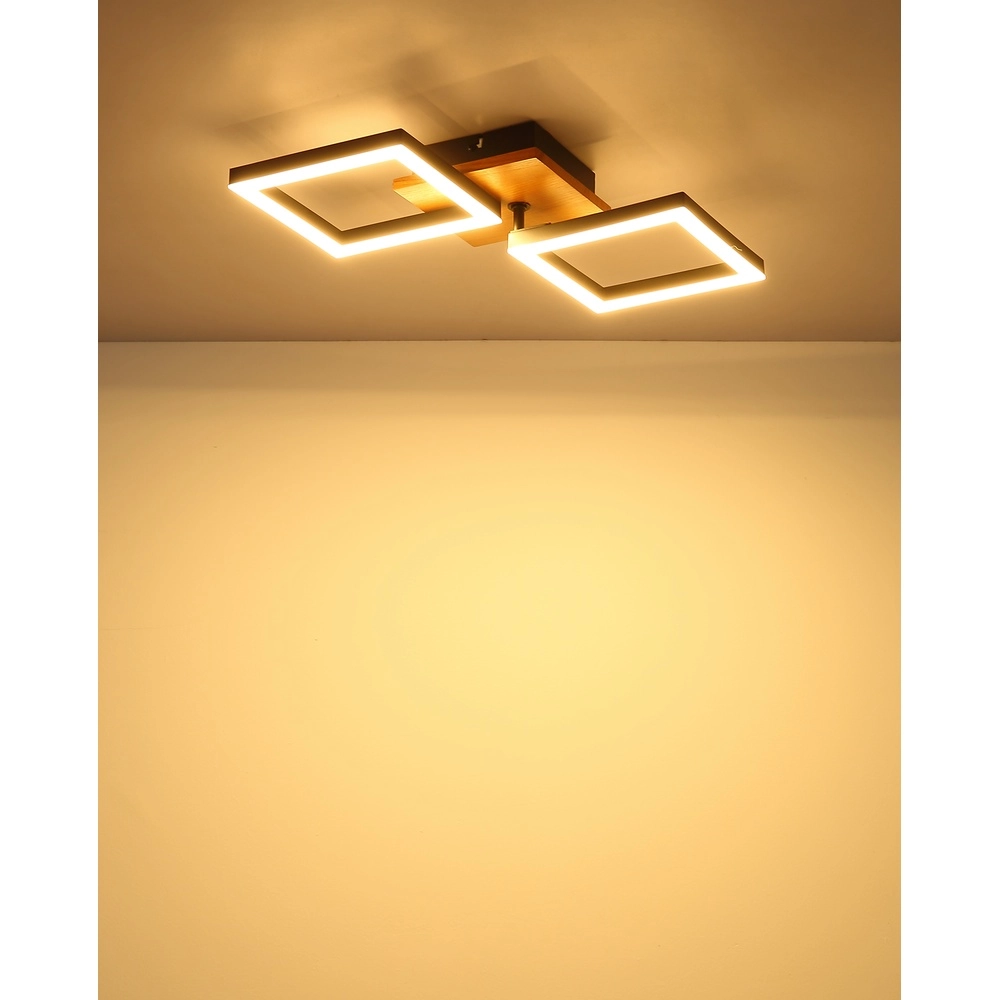 Lampe de plafond à design Kerry noir avec un aspect bois Globo 9007371440221