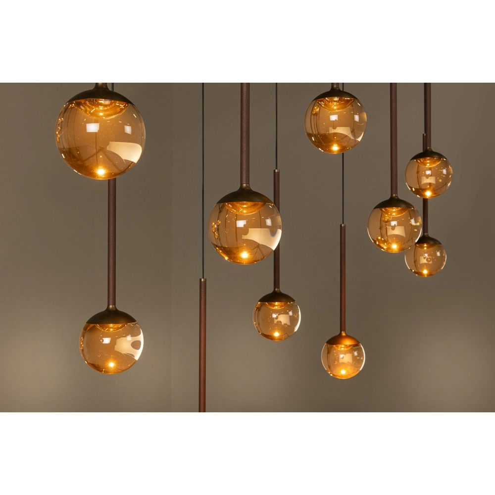 Lampe suspendue ovale Calina 12 lumières avec sphères ambrées Premium by Lucide 5411212242068