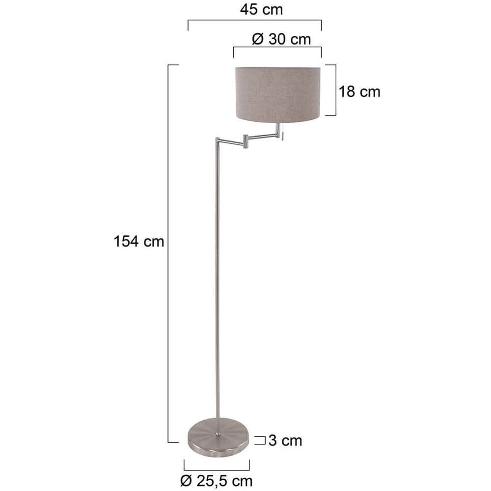 Lampadaire Bella métal avec abat-jour gris Steinhauer 8712746174533