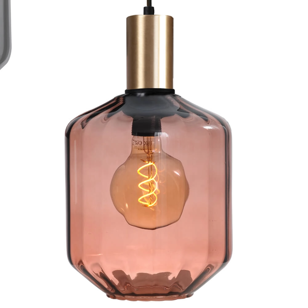 Suspension loft 3 lumières - or - Porto avec des lunettes Jagger Masterlight 8718121270975