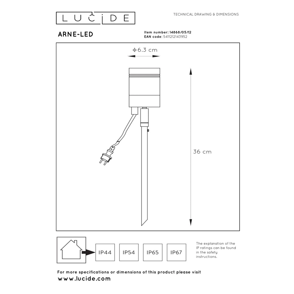 Tache de pointe Arne-Led Chrome Lucide 5411212143952