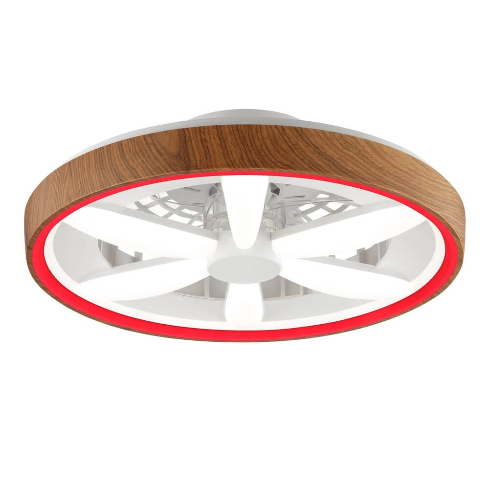 Ventilateur de plafond aspect bois Gaiano avec lampe RGB Brilliant 4004353455728