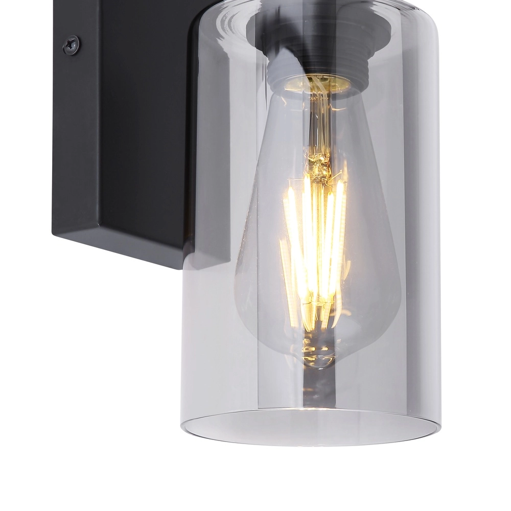 Lampe murale noire Hadera avec du verre fumé Globo 9007371402847