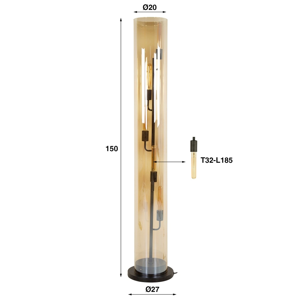 Lampe de pied en verre Tube 150 cm Lyora 8716803511767