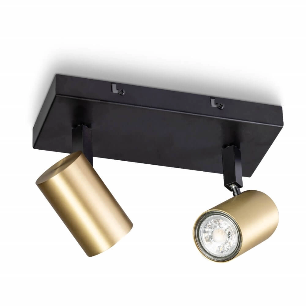 Spot de plafond 2 lumières The Common noir avec de l'or