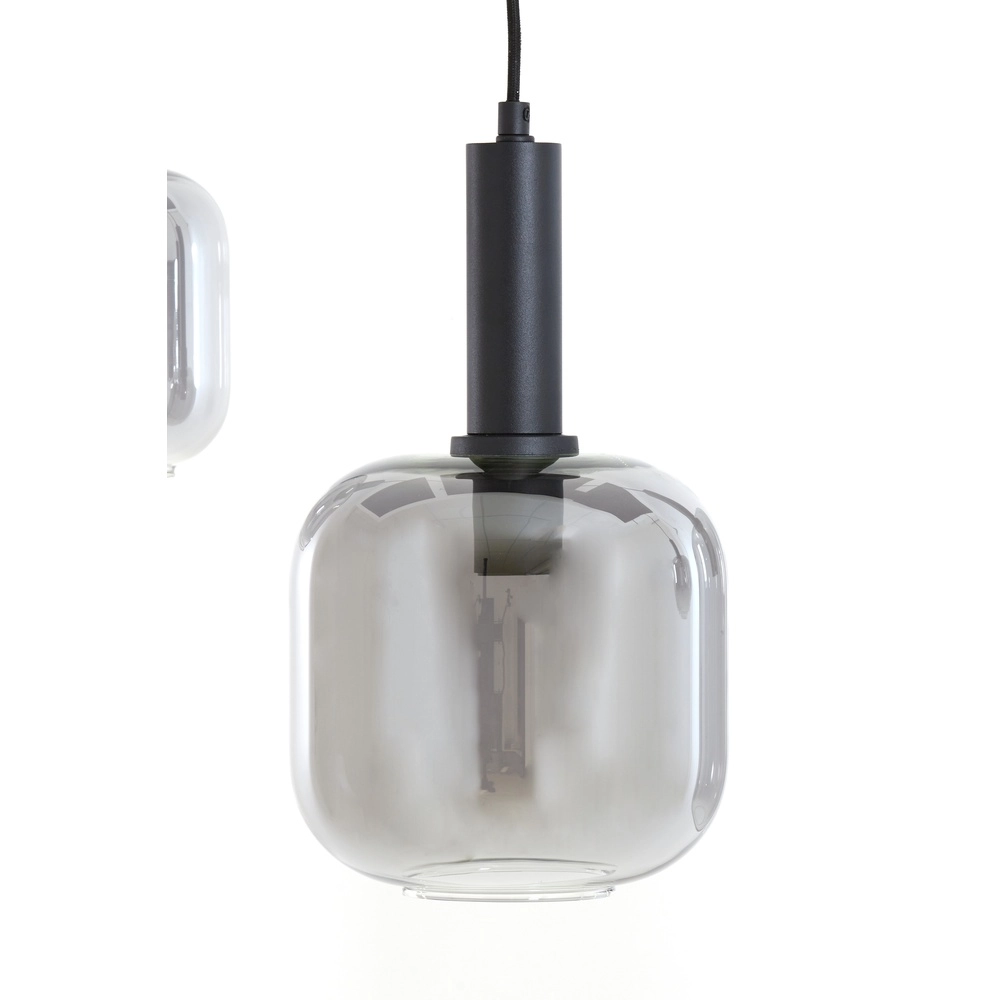 Lampe pendante de table à manger Lekar 5x E27 - noir avec verre fumé Light & Living 8717807638351