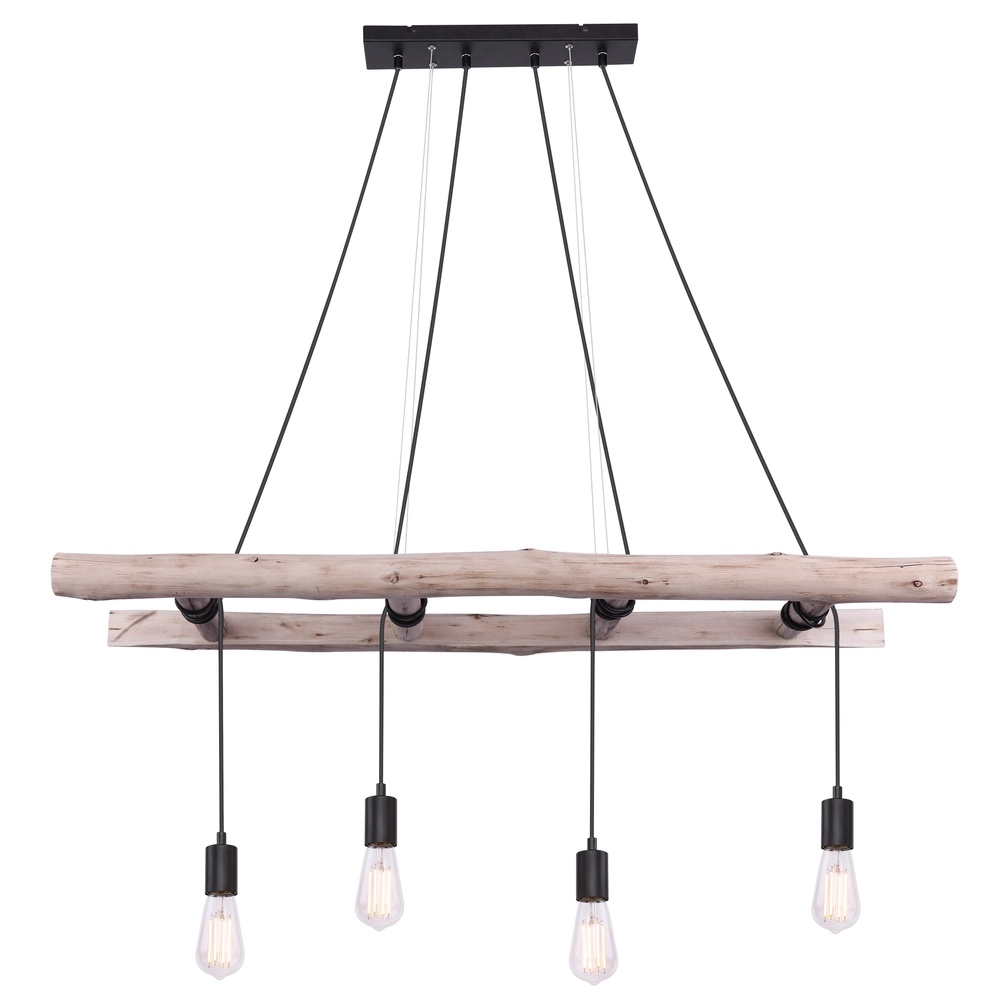 Lampe suspendue à 4 lumières Irmgard bois 190cm Globo 9007371398577