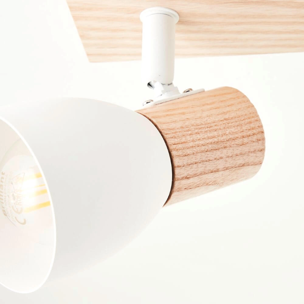 Plafonnier Daintree 4 lumières blanc avec bois Brilliant 4004353413452