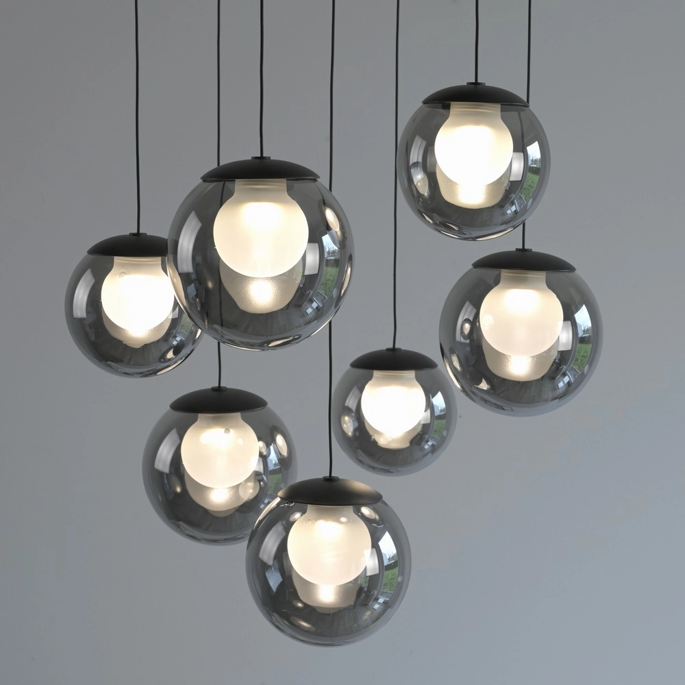 Lampe suspendue à 7 lampes Pure Popup Gris mystique Paul Neuhaus 4012248396674