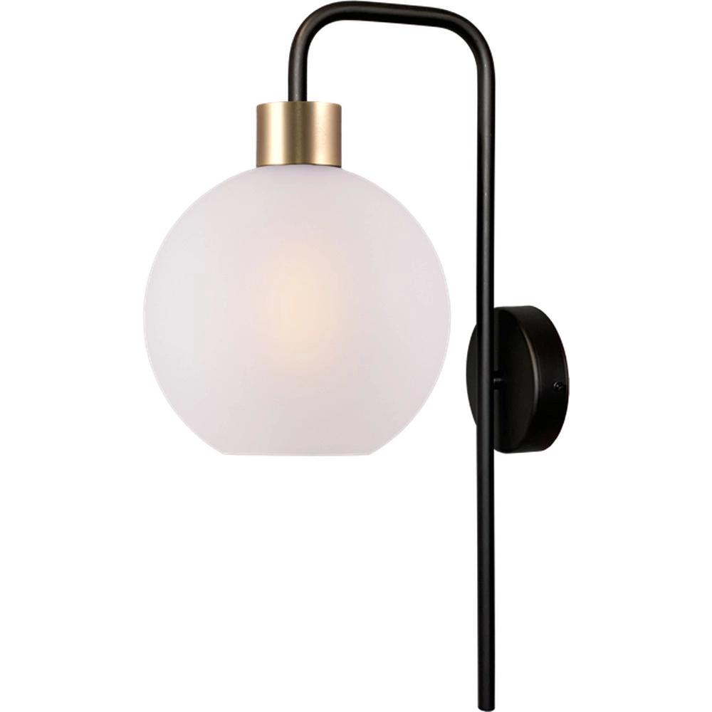 Lampe murale Lazise noir avec verre blanc doré