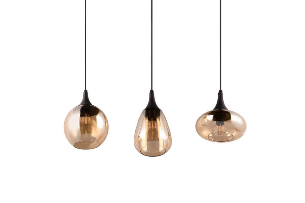 Lampe suspendue 3 lumières Lumina avec verre ambré Trio 4017807597080