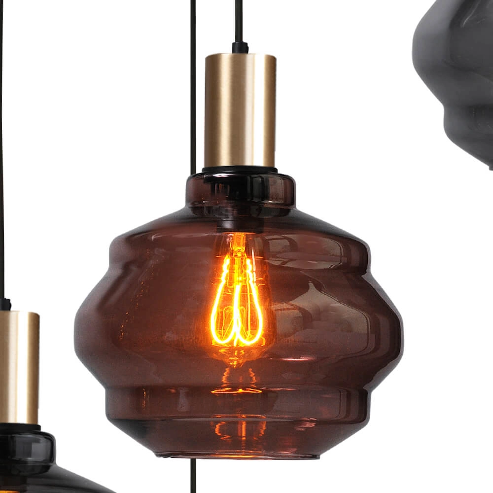 Suspension loft 5 lumières - dorée - Porto avec des lunettes boule Masterlight 8718121271262