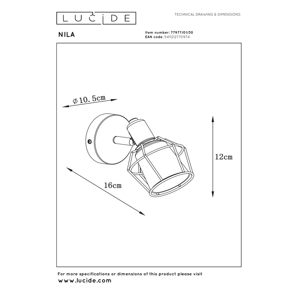 Lampe de plafond Nila Noir Lucide 5411212770974