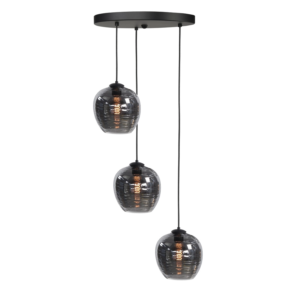 Suspension 3 lumières Fantasy noir avec verre Suspension 3 lumières Fantasy noir avec verre