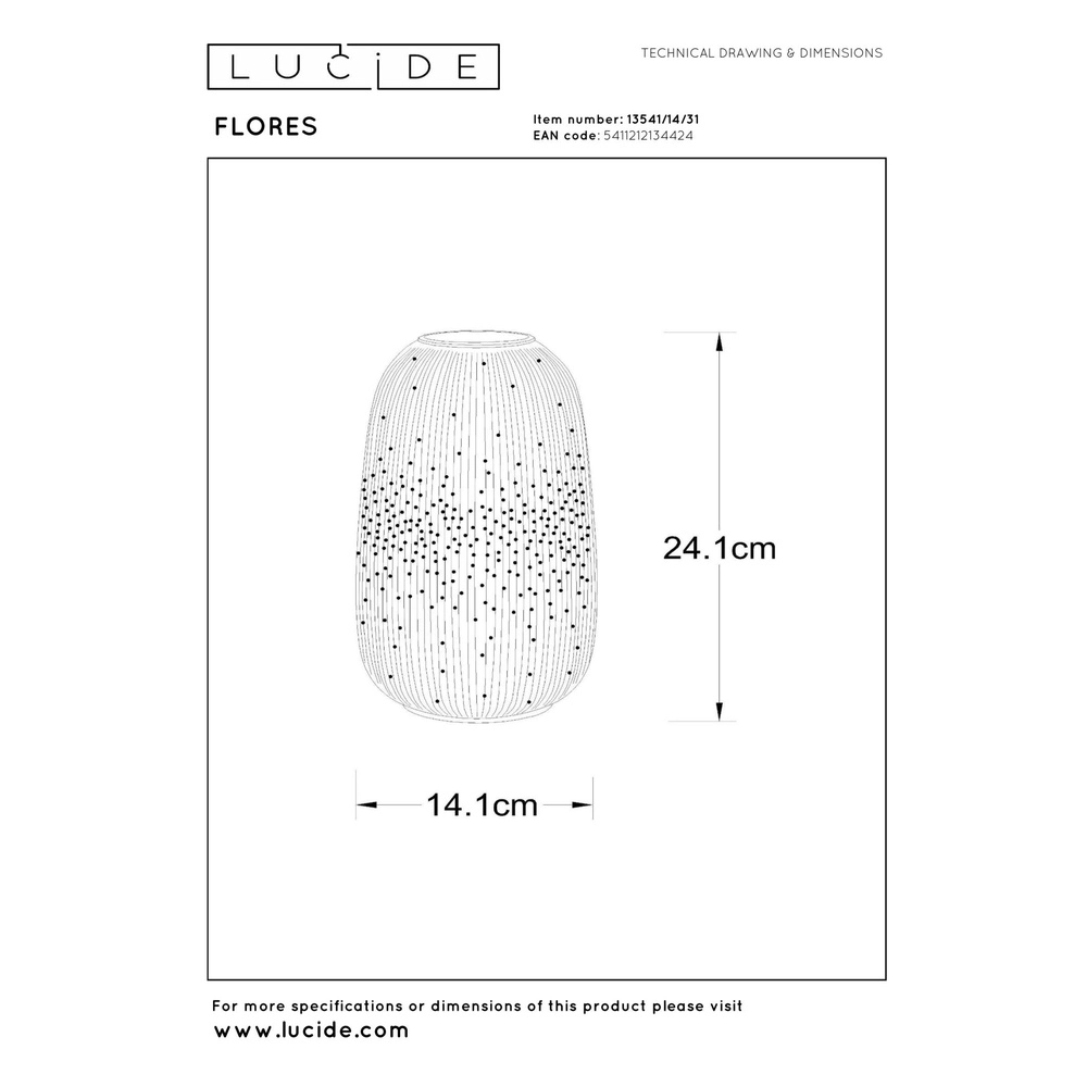 Lampe de table Flores Ø 14 cm de blanc Lucide 5411212134424