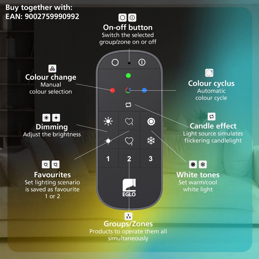 Lampe suspendue intelligente Kokomo-Z avec un look campagnard Eglo 9008606262090