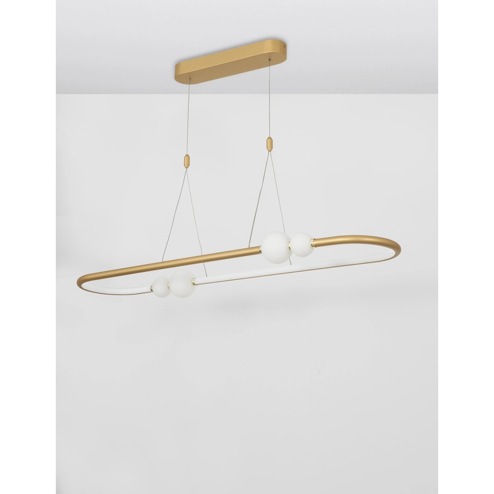 Suspension Celia Or avec ovale blanc Lyora 5212017429346