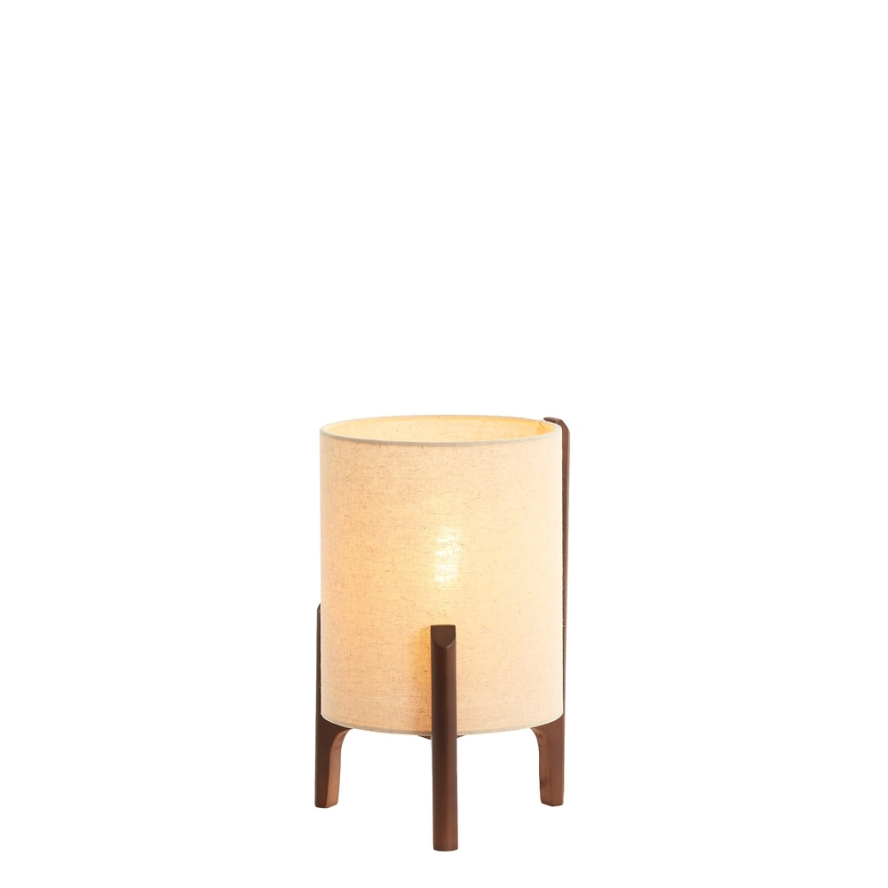 Lampe de table Litto Ø 22cm - noyer avec lin naturel Light & Living 8717807792671