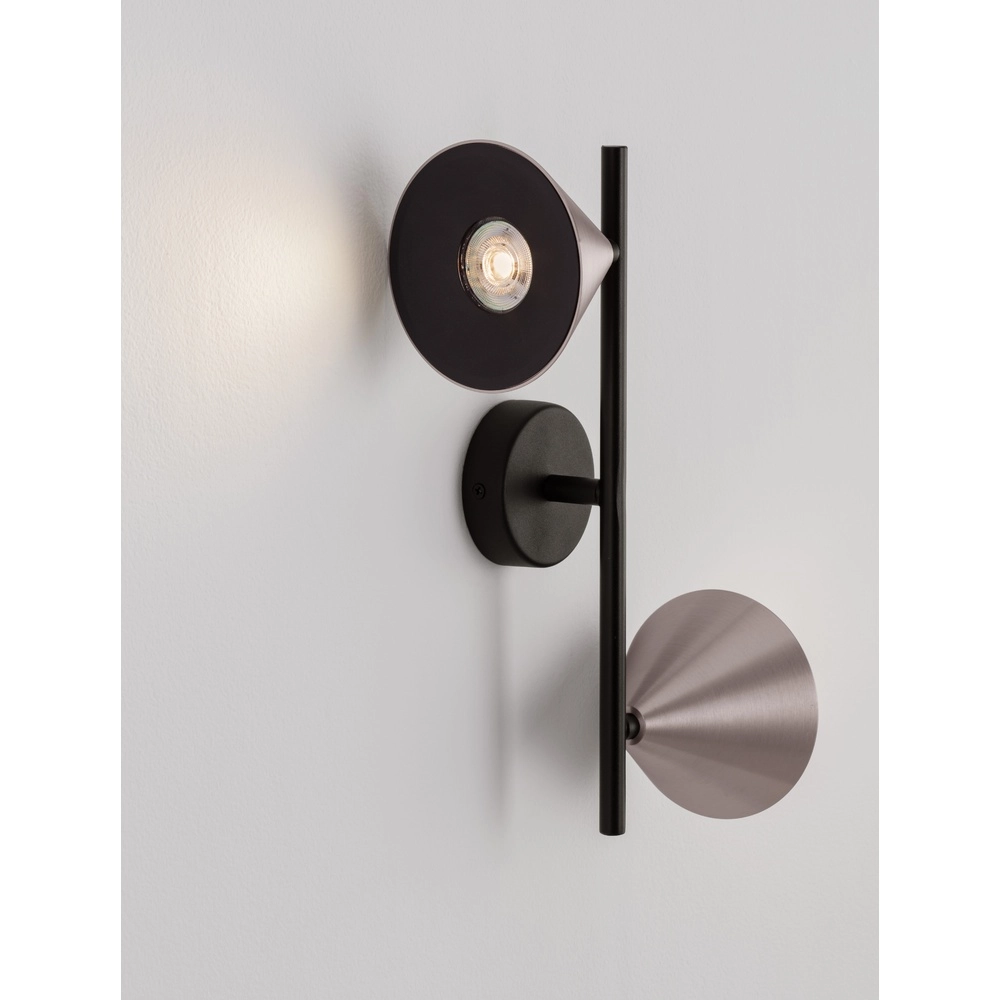 Applique murale Conico Double noir avec marron café Lyora 5212017475404