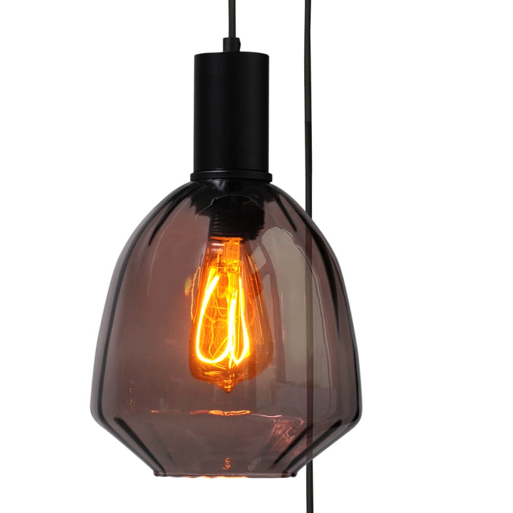 Suspension loft 3 lumières - noire - Porto avec des lunettes rouges Nicolette Masterlight 8718121270906