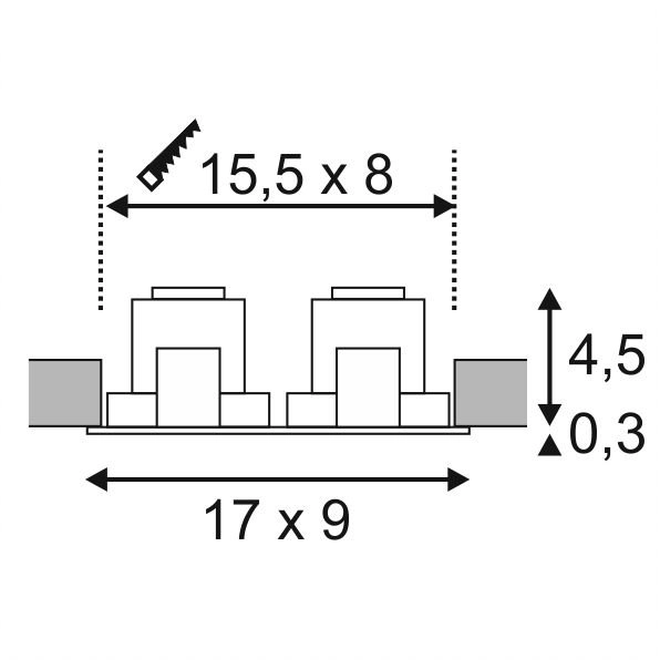 Spot encastré LED New Tria 2 LED 2700K noir avec ressorts de serrage SLV 4024163150576