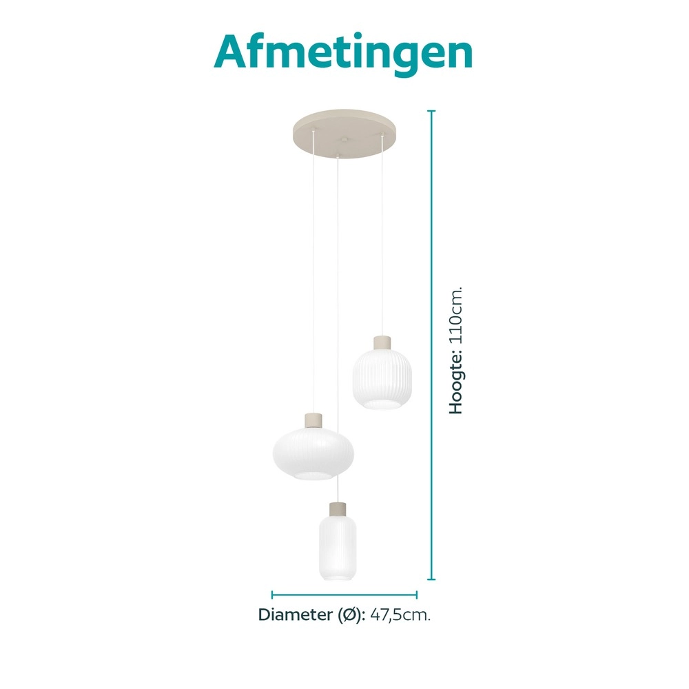 Lampe pendante de conception Dasmina brun sable avec 3 lumières blanches Eglo 9008606406357