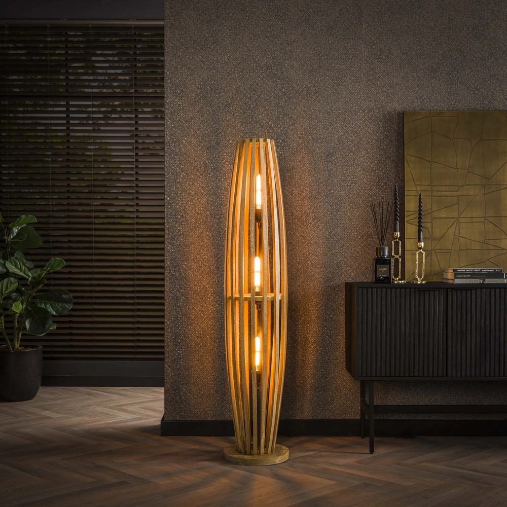 Lampe de sol en bois Orbit 145cm - 3x E27