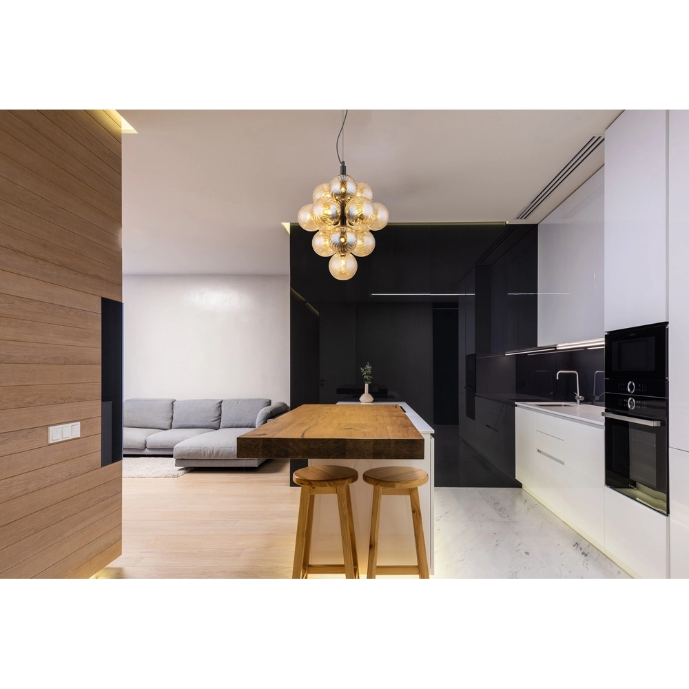Lampe pendante noire Conor avec verre ambré Globo 9007371509188