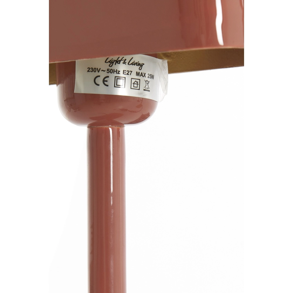 Lampe de chevet Elenie 20x10cm - corail foncé brillant Light & Living 8717807818708