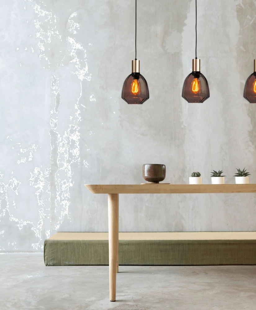 Lampe suspendue 3 lumières - dorée - Porto avec des lunettes rouges Nicolette Masterlight 8718121269696