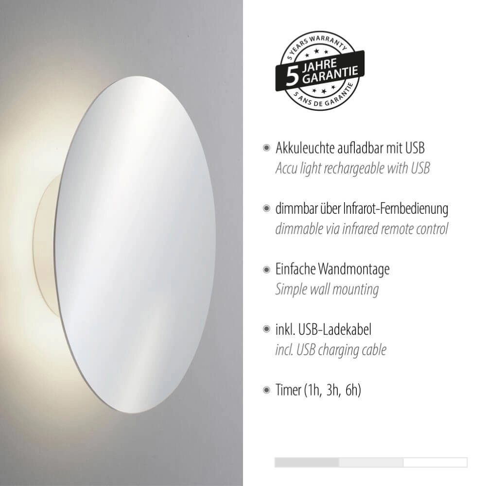 Applique design Akku Puntua Ø 25cm chromé Paul Neuhaus 4012248375839