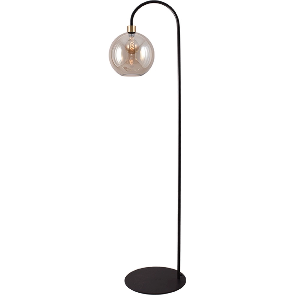 Lampe de pied Lazise noir avec verre doré et ambré