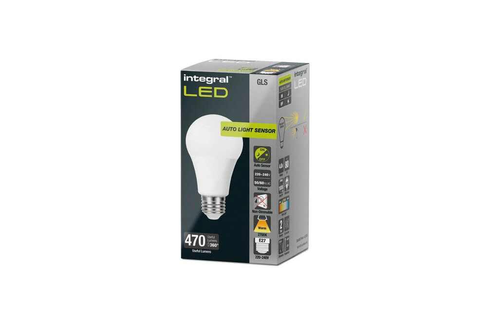 Lampe à LED 4,8W - E27 - 470lm - 2700K avec capteur crépusculaire Lyora 5055788322269