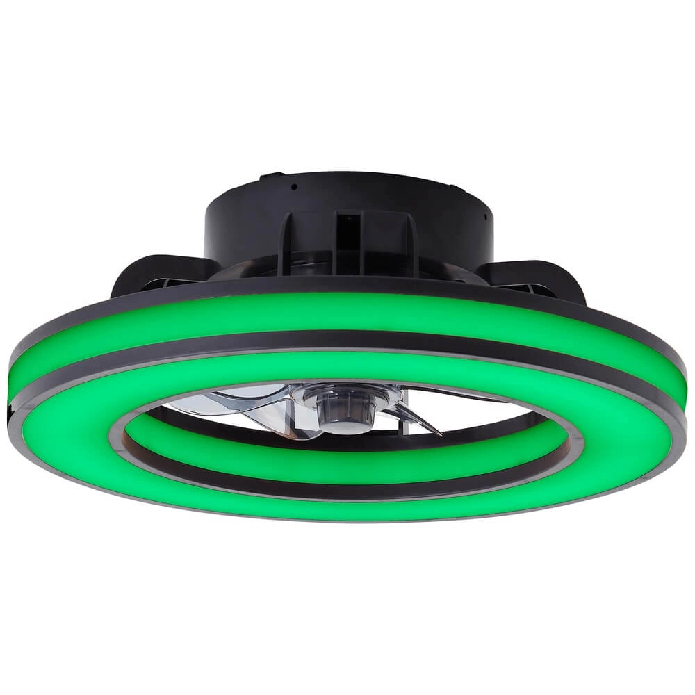 Ventilateur de plafond noir Mondello avec lampe RGB Brilliant 4004353453298