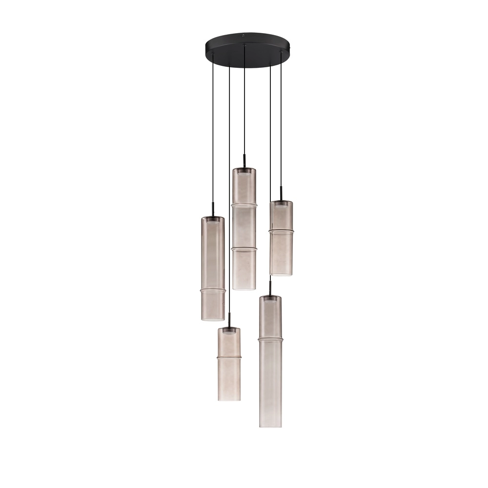 Suspension unique Sano Verre fumé rond à 5 lumières Lyora 5212017474056