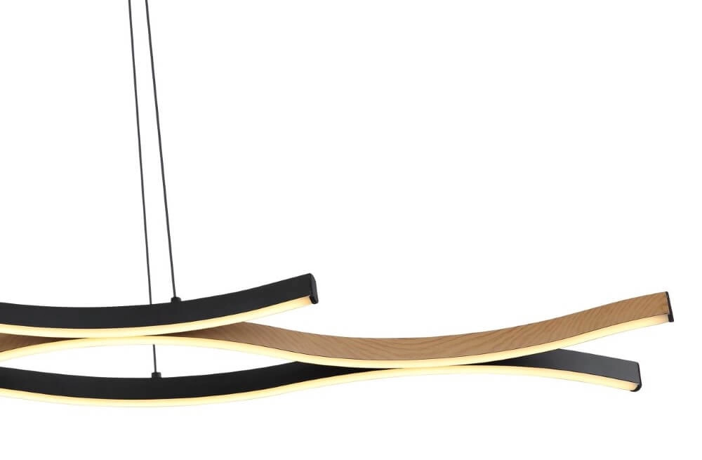 Lampe suspendue Geronimo noir avec du bois Globo 9007371451043