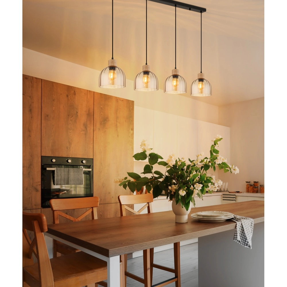 Lampe suspendue à 4 lumières Swanson Noir Globo 9007371583652
