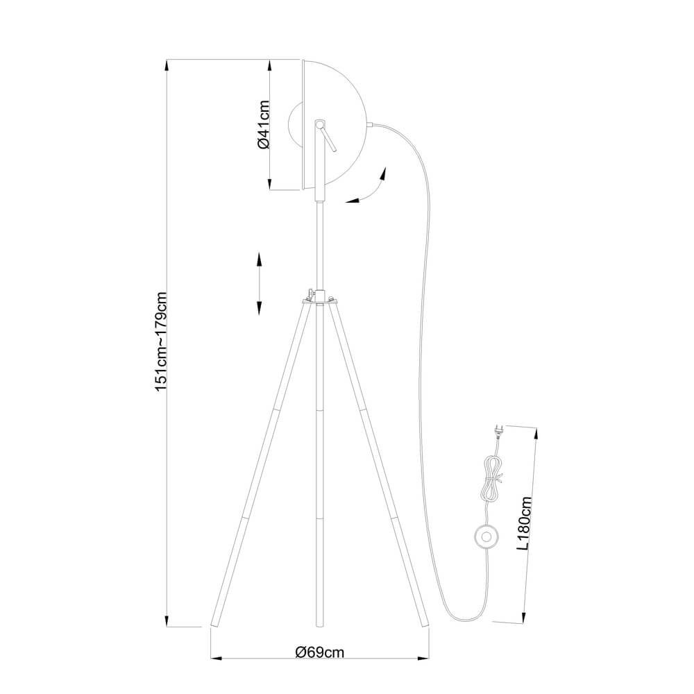 Lampadaire noir Lenn avec de l’or à l’intérieur Globo 9007371342143