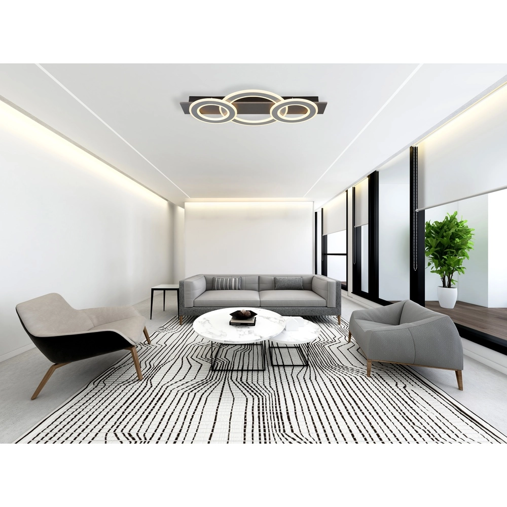 Lampe de plafond à design Jayden Anneaux 3 d’anthracite Globo 9007371456055