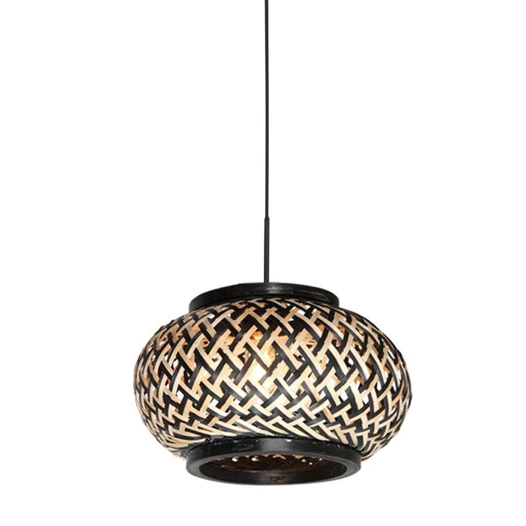 Lampe suspendue Nox Light avec une teinte en bambou Ø23cm