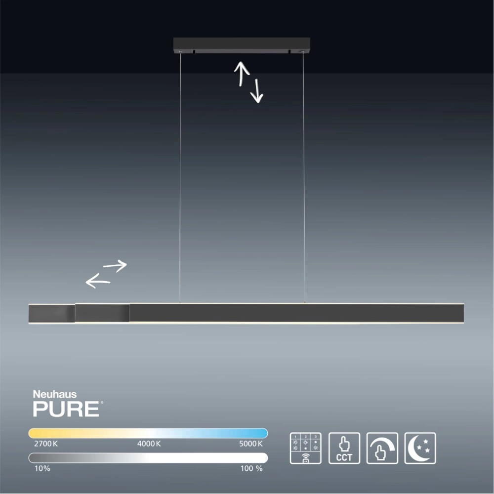 Lampe suspendue élégante Pure Lume anthracite Paul Neuhaus 4012248357842