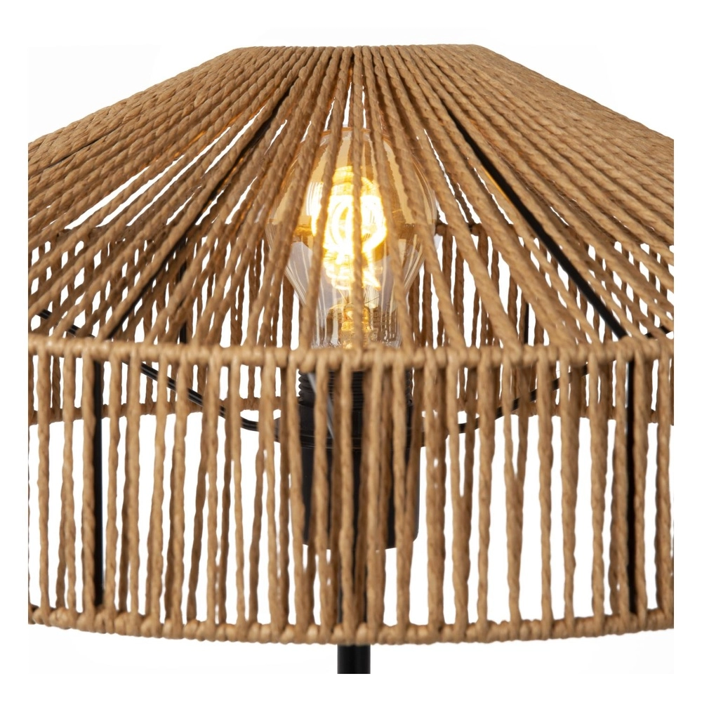 Lampe de table Yunkai Ø 40 cm noir avec rotin Lucide 5411212105721
